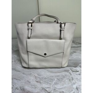 Michael Kors Jet Set Ballet Leather Large Snap Pocket Tote Cream Timeless